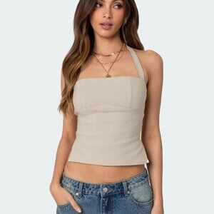 Dara Halter Top in Beige from Edikted.